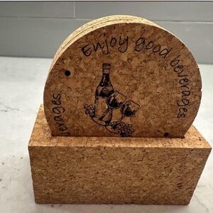 Cork Drink Coaster Set - 'Enjoy Good Beverages'